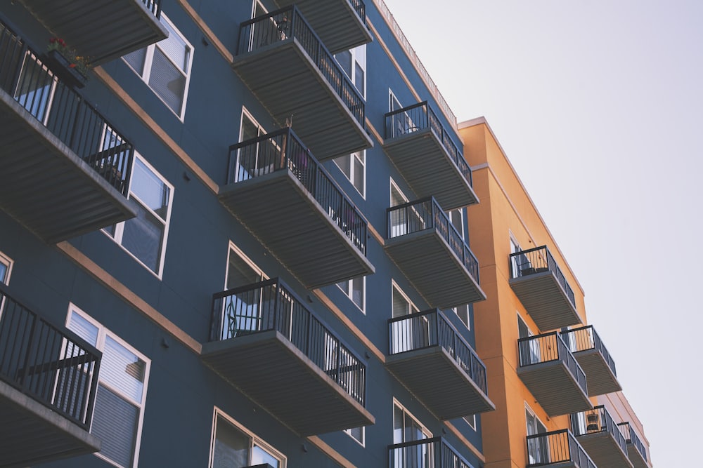 Apartment building with shared hot water and heating