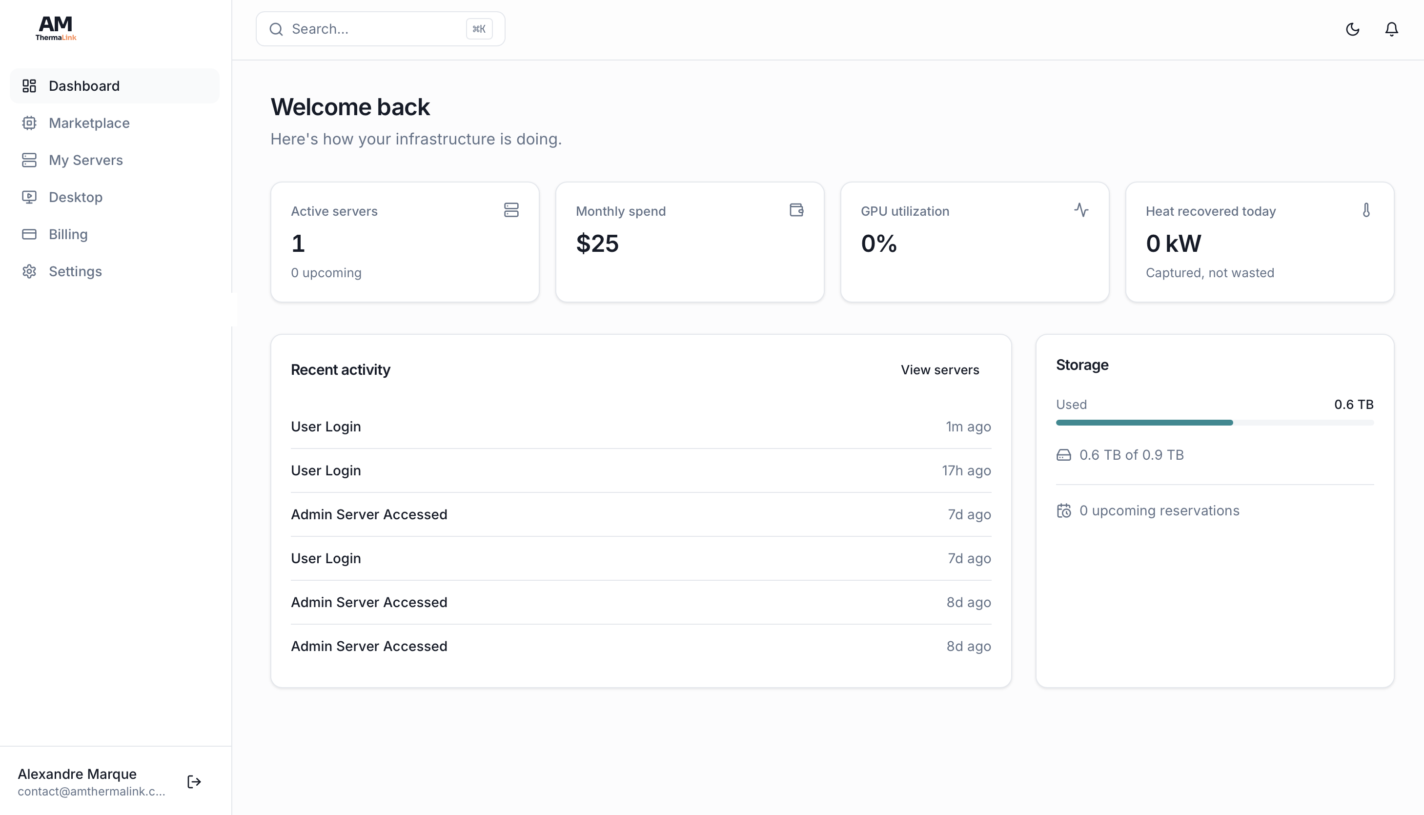 AM ThermaLink platform dashboard